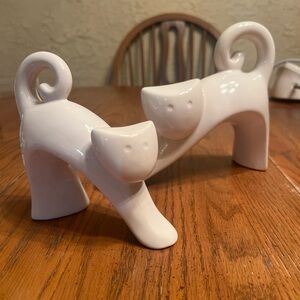 Pair of White Porcelain MCM Cat Figurines - Naaman?  1950s